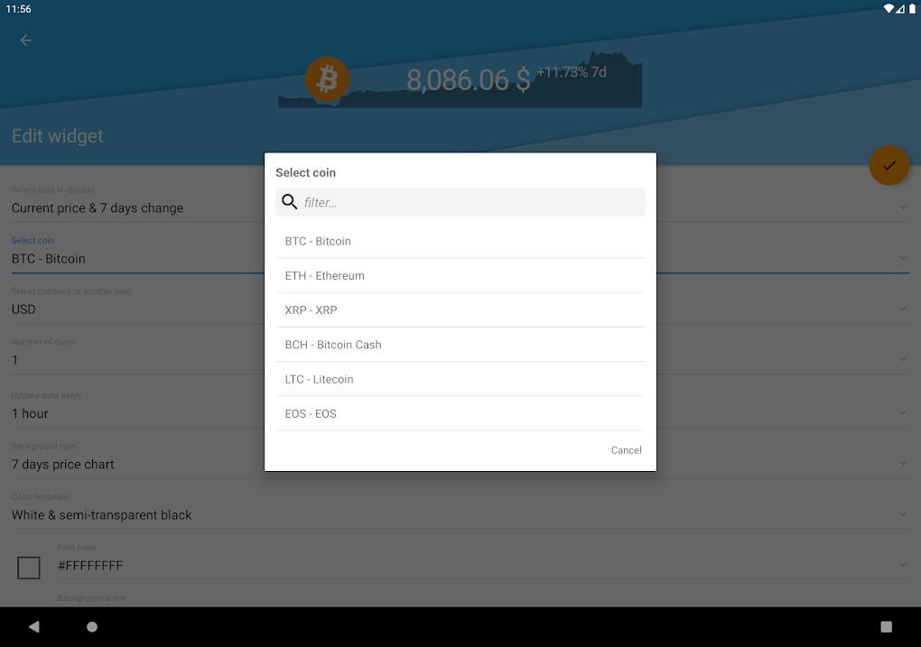 crypto ticker widget android