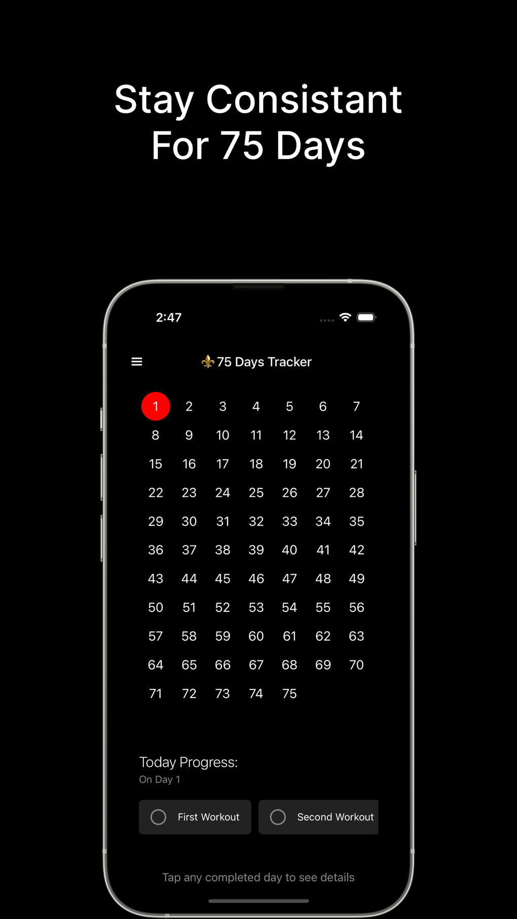 75 days tracker для iPhone — Скачать