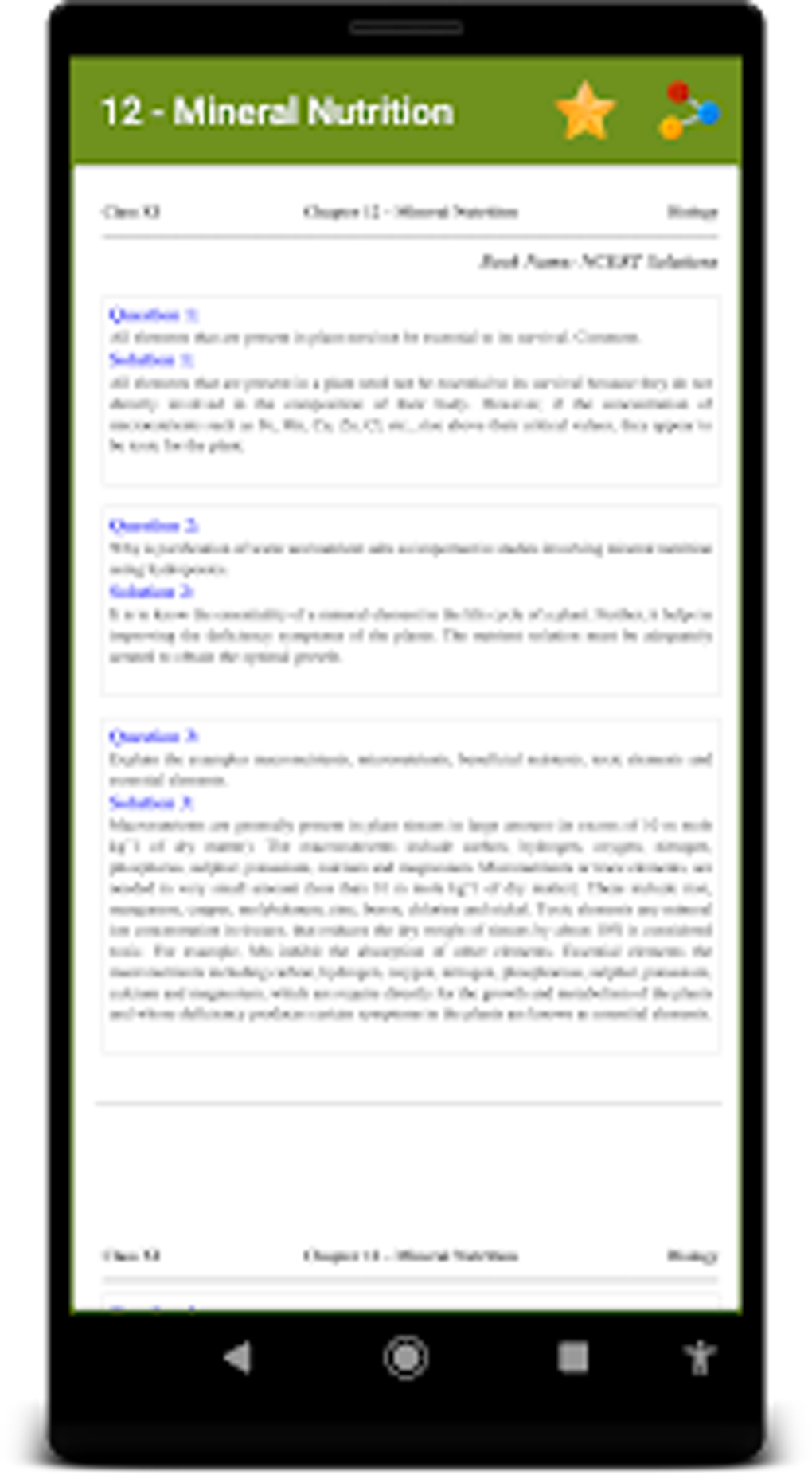 11th Biology Solutions Notes For Android Download