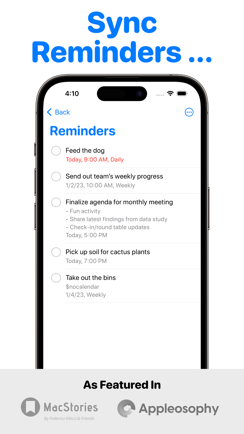 ReminderCal - Reminders To Cal For IPhone - Download