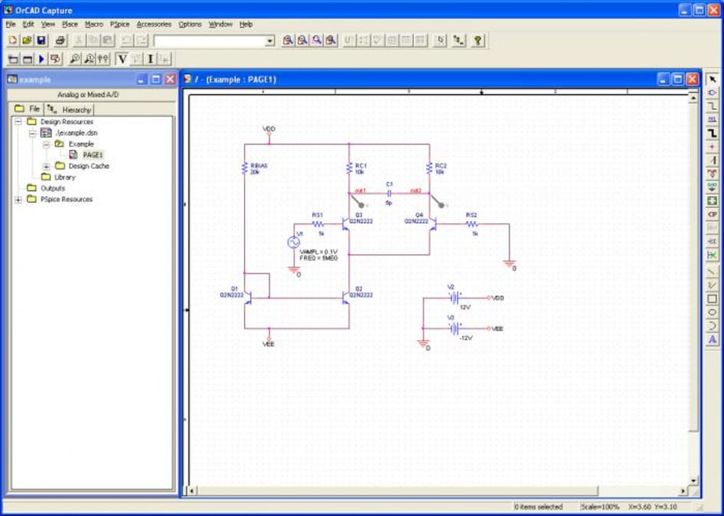 pspice schematics version 9.1 software