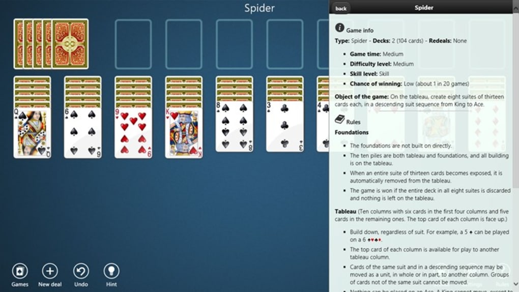 spider solitaire for windows 10 free download