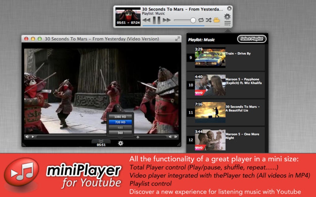 Mini player for youtube macy