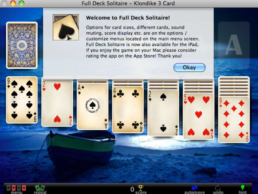 full deck solitaire nothing showing up