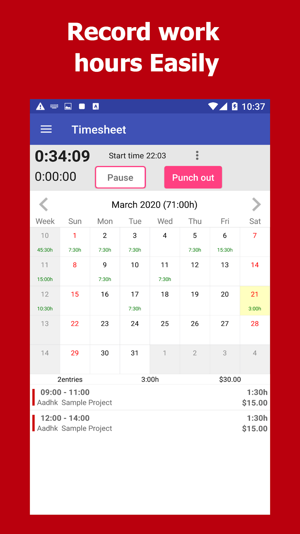 Work Log Work Hours Timesheet Invoice APK Para Android Descargar