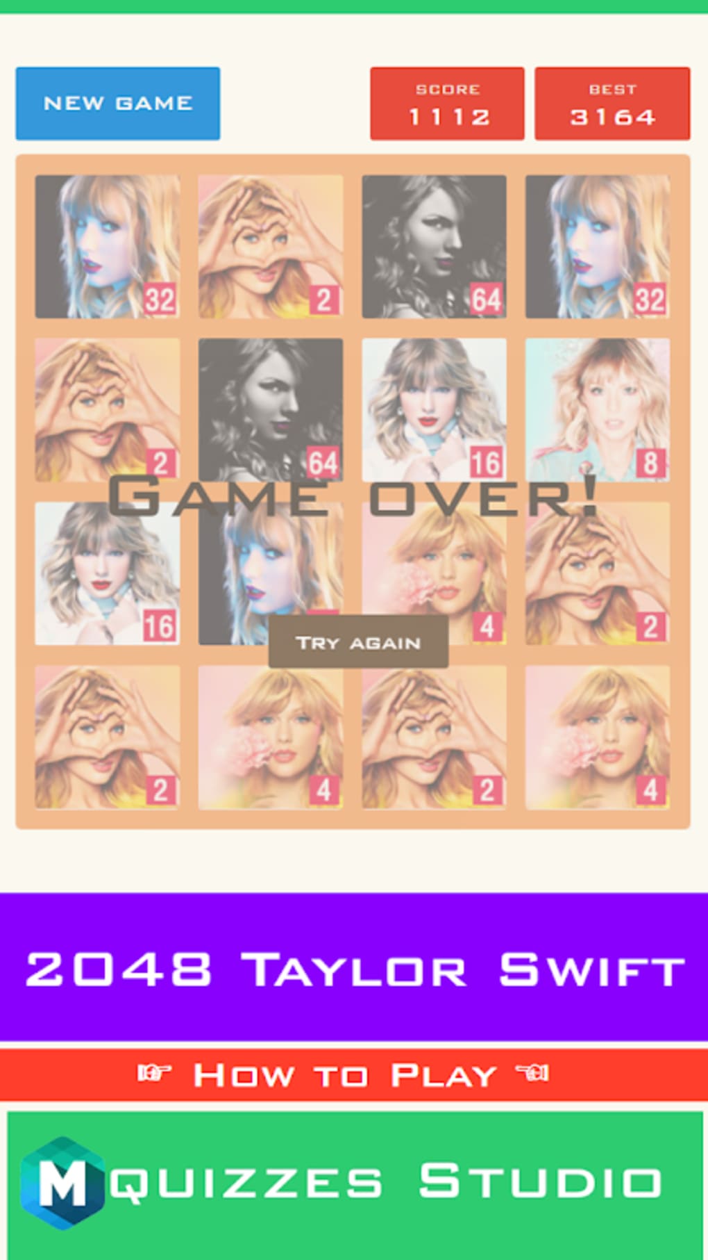 How to beat Taylor swift 2048?