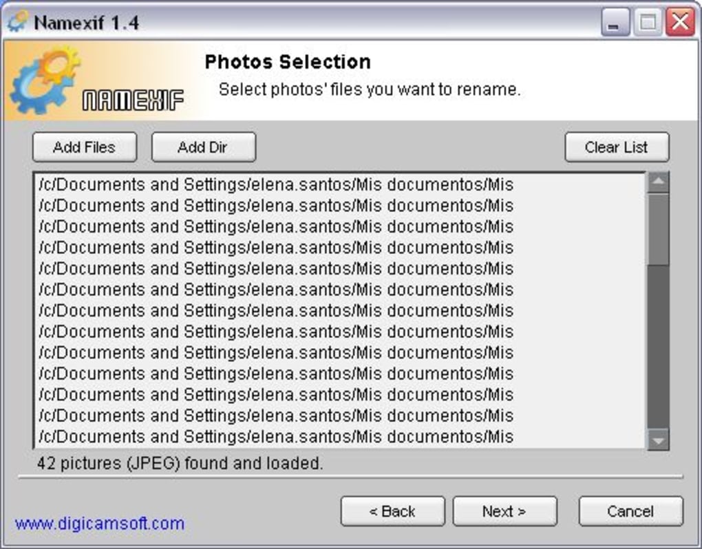 namexif download
