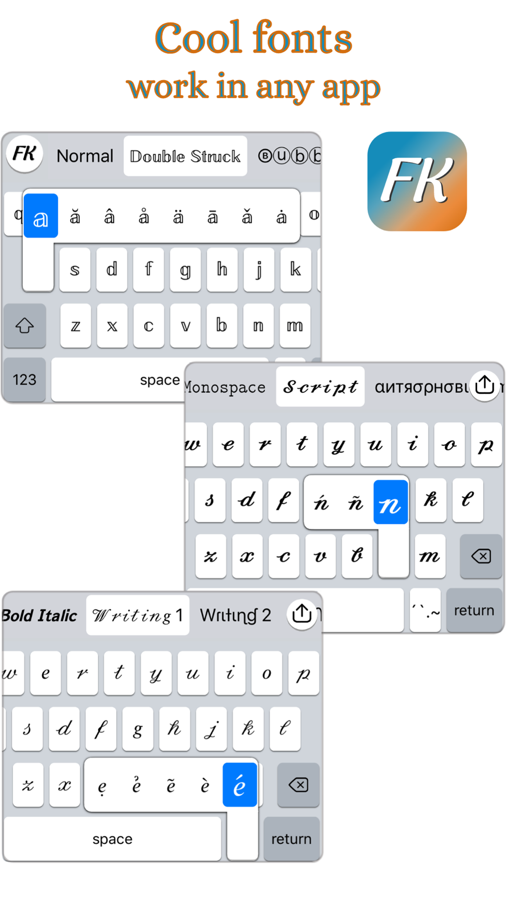 Keyboard Fonts cho iPhone là một ứng dụng miễn phí, đưa đến cho bạn các font chữ đẹp và độc đáo nhất ở mọi loại hình thiết kế của bạn. Với kho font chữ đa dạng và giao diện thân thiện, bạn có thể thực hiện sự sáng tạo của mình với chiếc iPhone của mình. Tải Keyboard Fonts ngay hôm nay để có trải nghiệm độc đáo nhất.