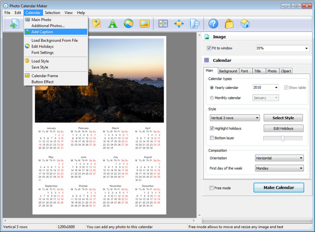 Photo Calendar software, free download For Mac