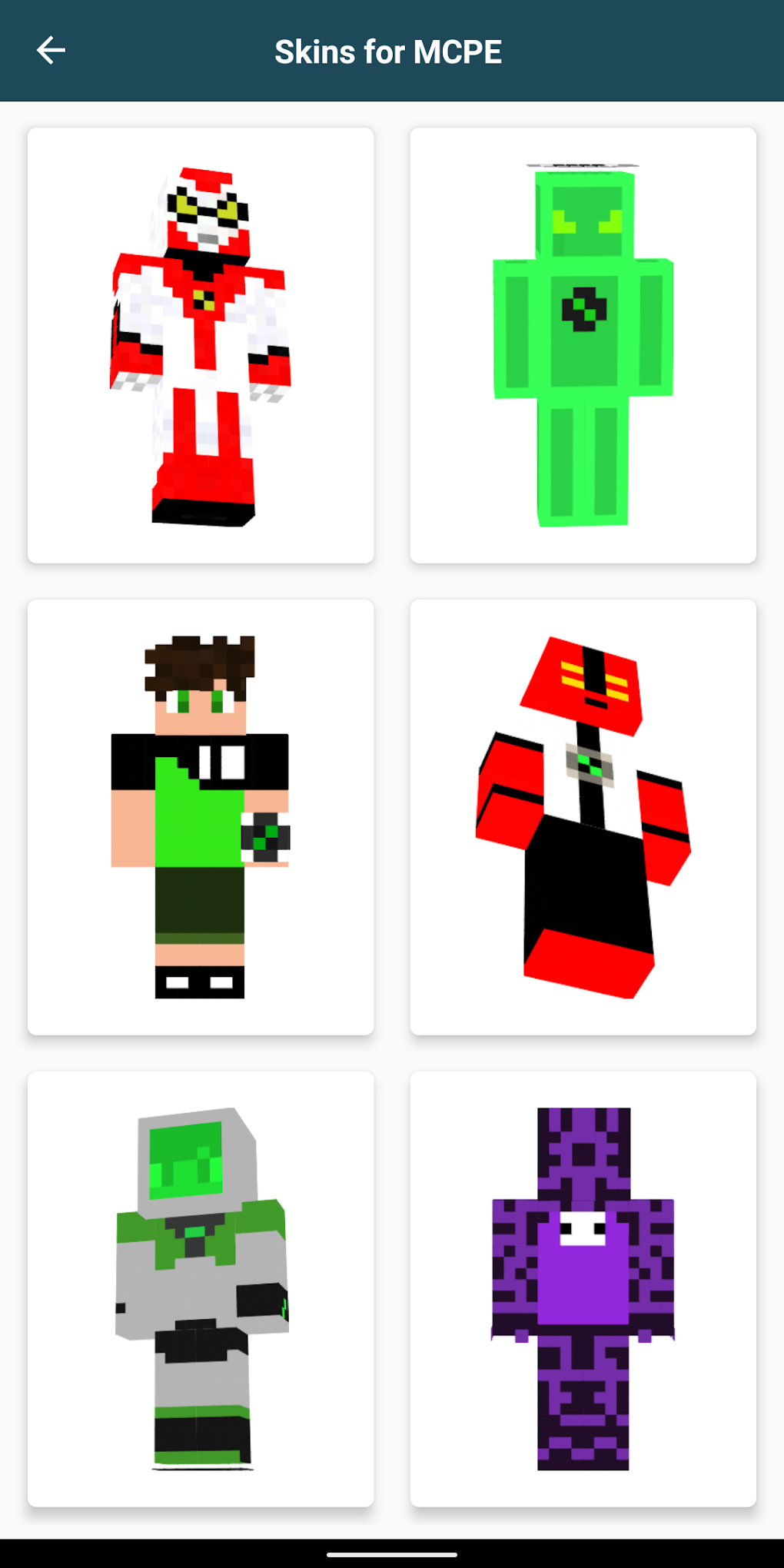 Ben Alien Skins for Minecraft for Android - Download