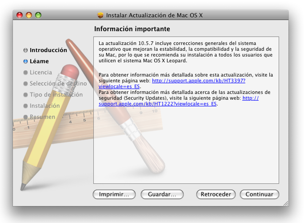 updates for mac os x 10.5