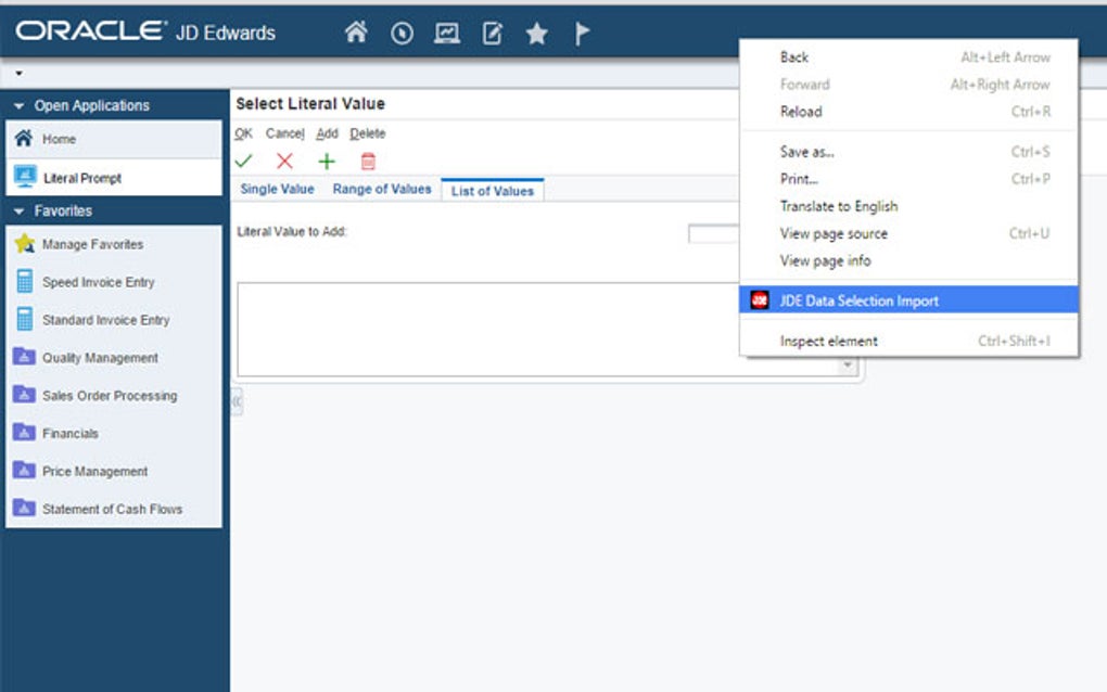 JDE Data Selection Import Tool for Google Chrome - Extension Download