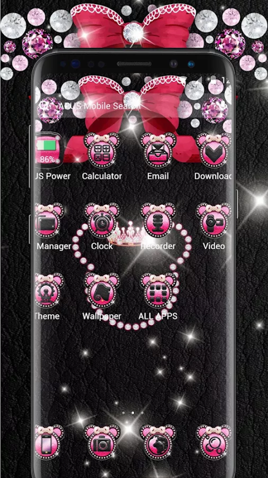Wisdompro Bling Car Mirror Charm - Pink Rhinestone Bowknot With Plush Ball Decor