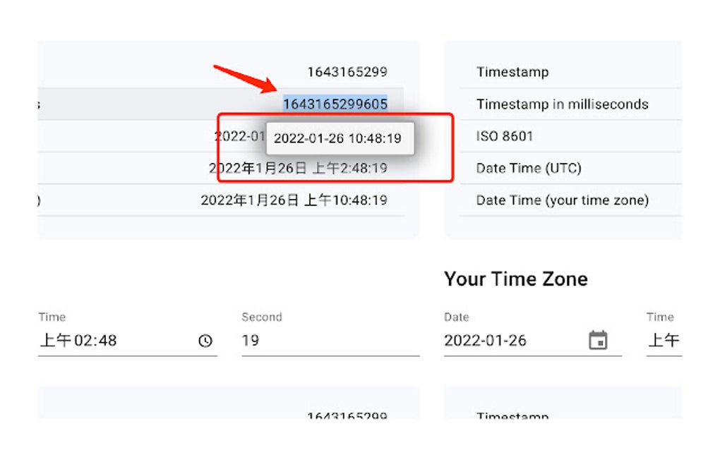 Timestamp Converter Google Chrome için - Eklenti İndir