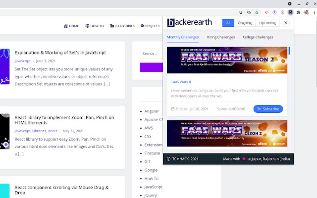 HackerEarth Challenges for Google Chrome - Extension Download