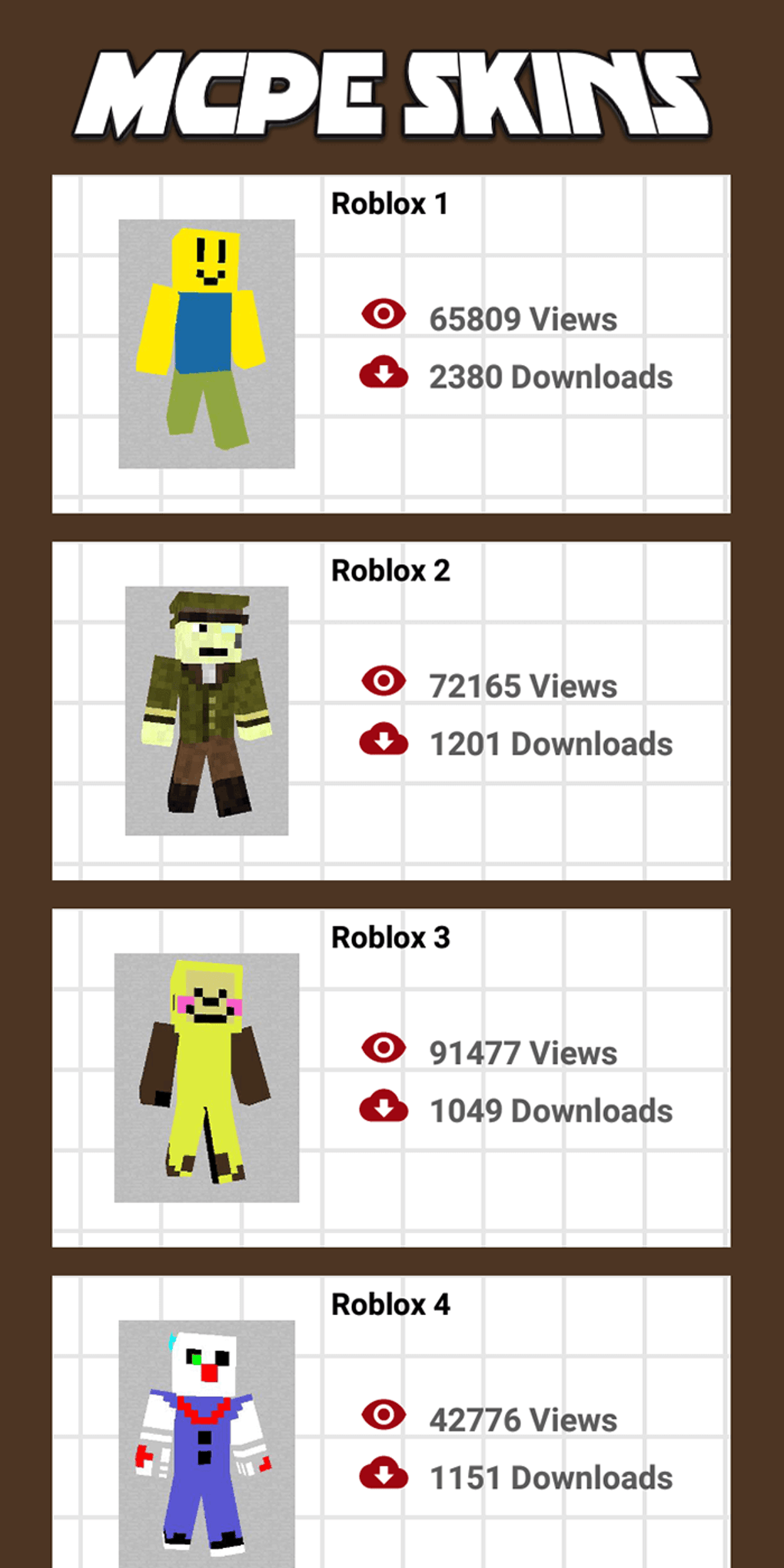 Roblox Skins for Minecraft для Android — Скачать