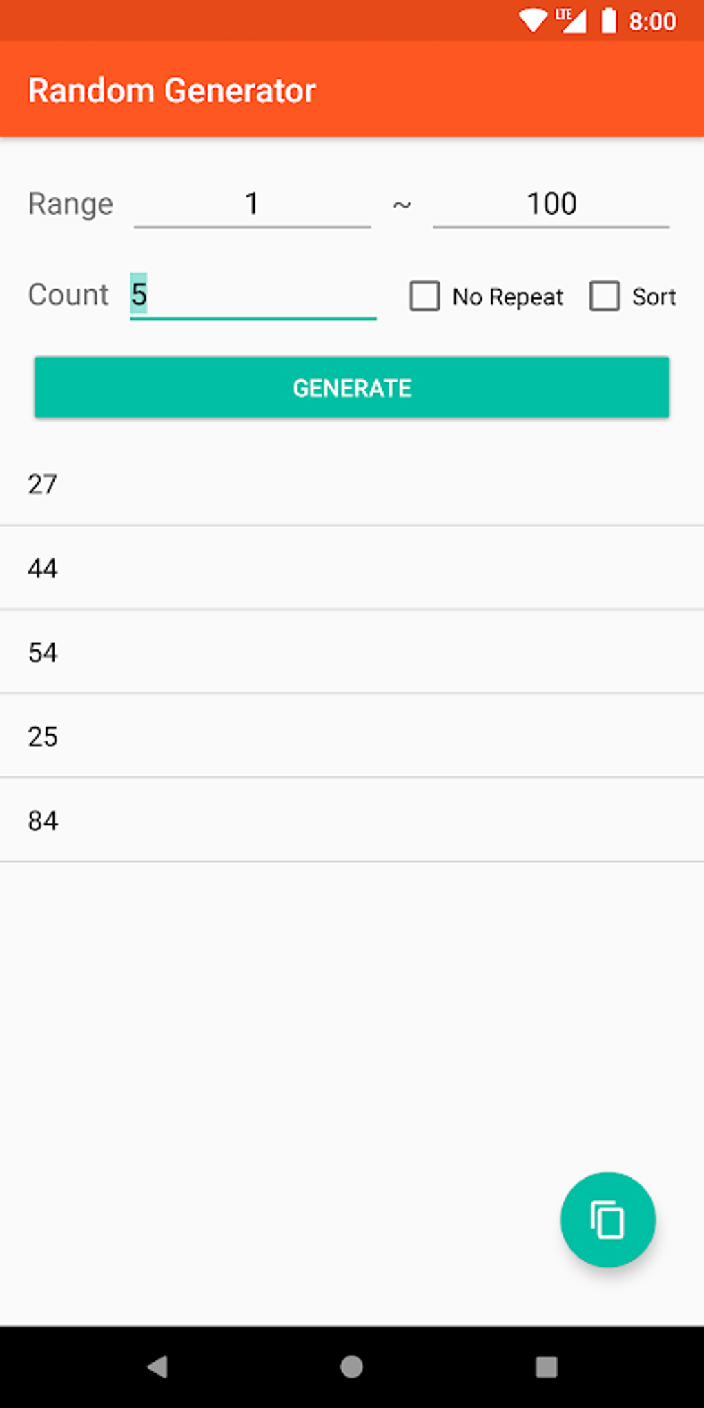 Random Number Generator para Android - Descargar