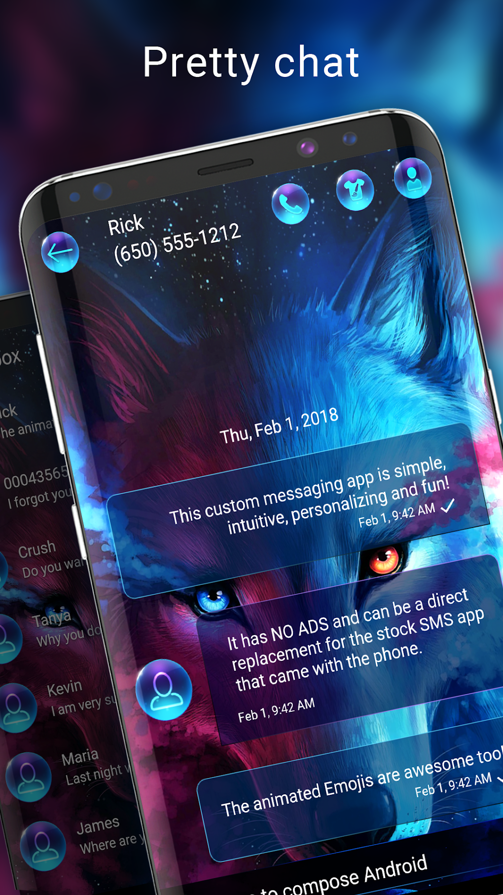 Galaxy wolf messenger theme для Android — Скачать