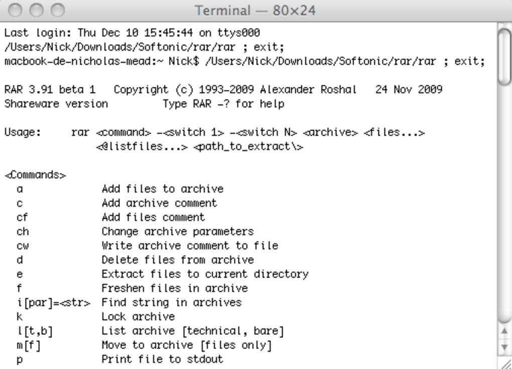 extract rar mac command line