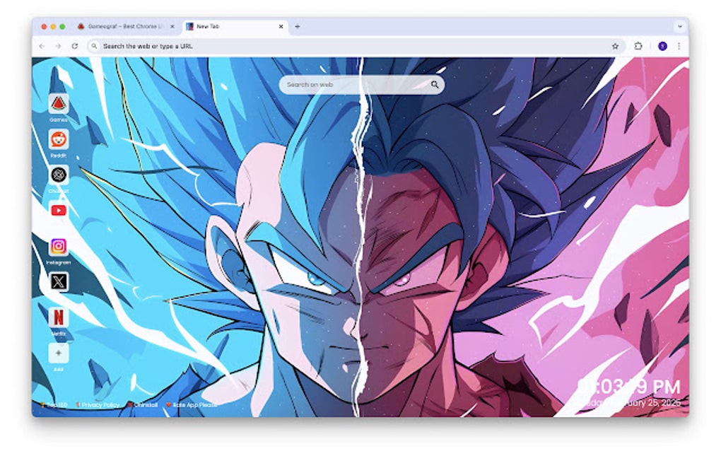 Goku SSGSS Live Wallpaper New Tab para Google Chrome - Extensão Download