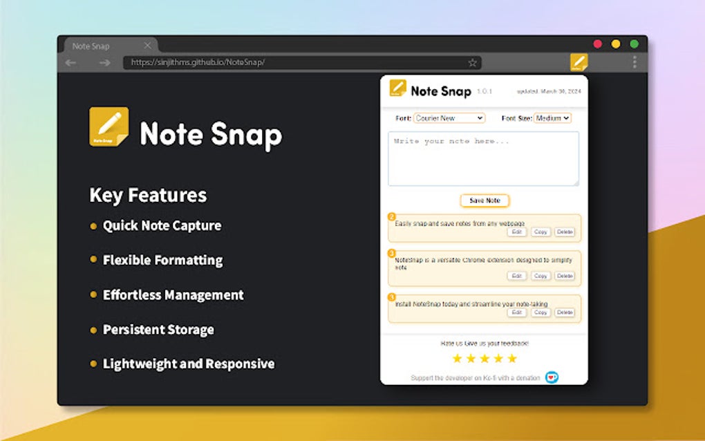 Note Snap para Google Chrome - Extensión Descargar