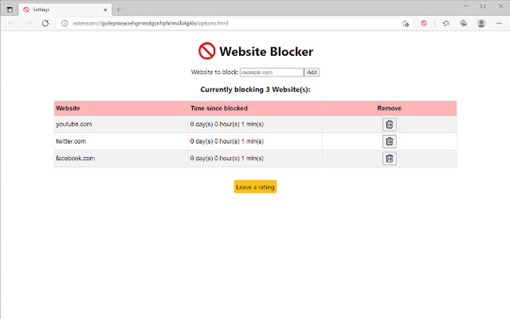 Website blocker