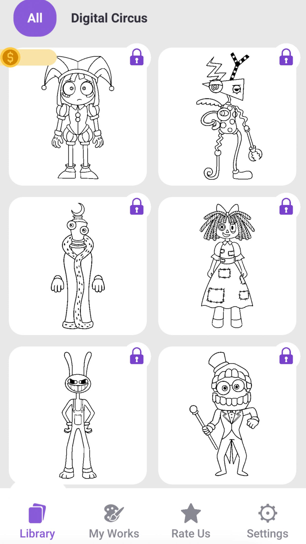 Pomni Digital circus coloring para iPhone - Descargar