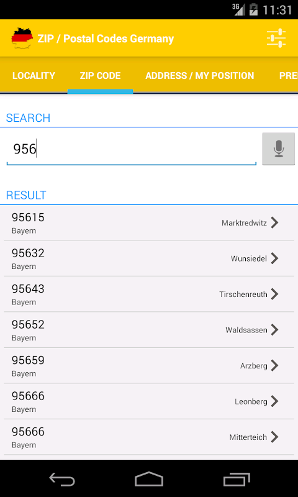ZIP Postal Codes Germany APK Android 