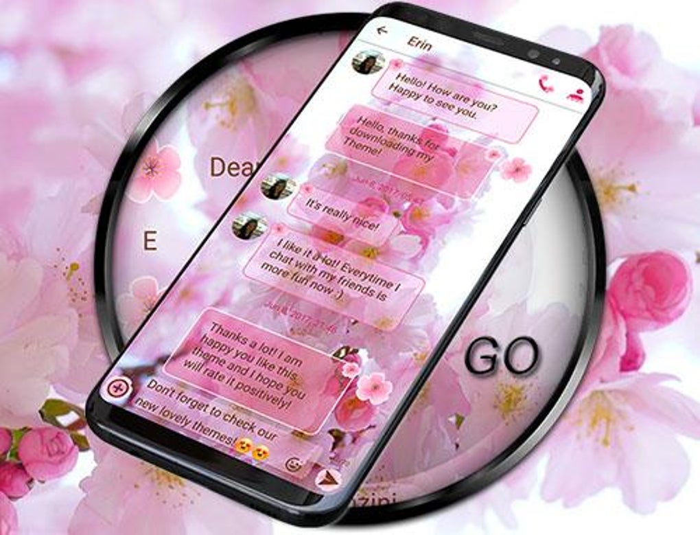 SMS Theme Love Cherry ❤️ pink flower messages APK для Android — Скачать