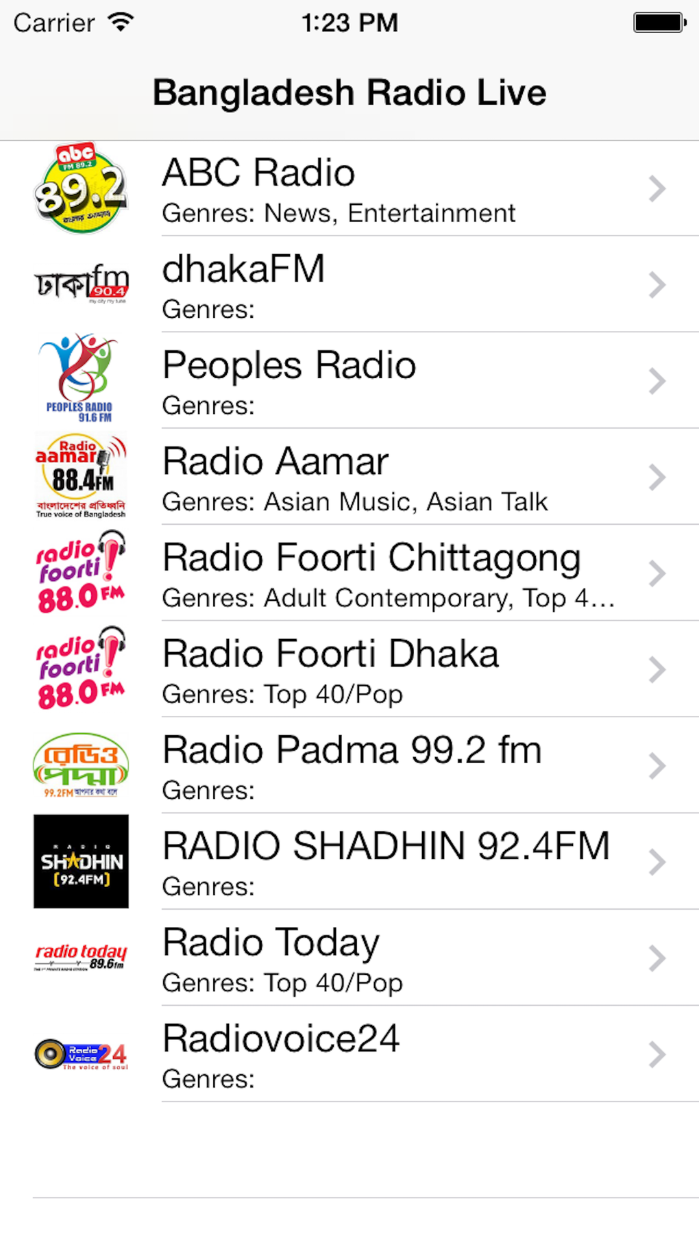 Bangladesh Radio Live Player Bengali Bangla Stations Para IPhone 