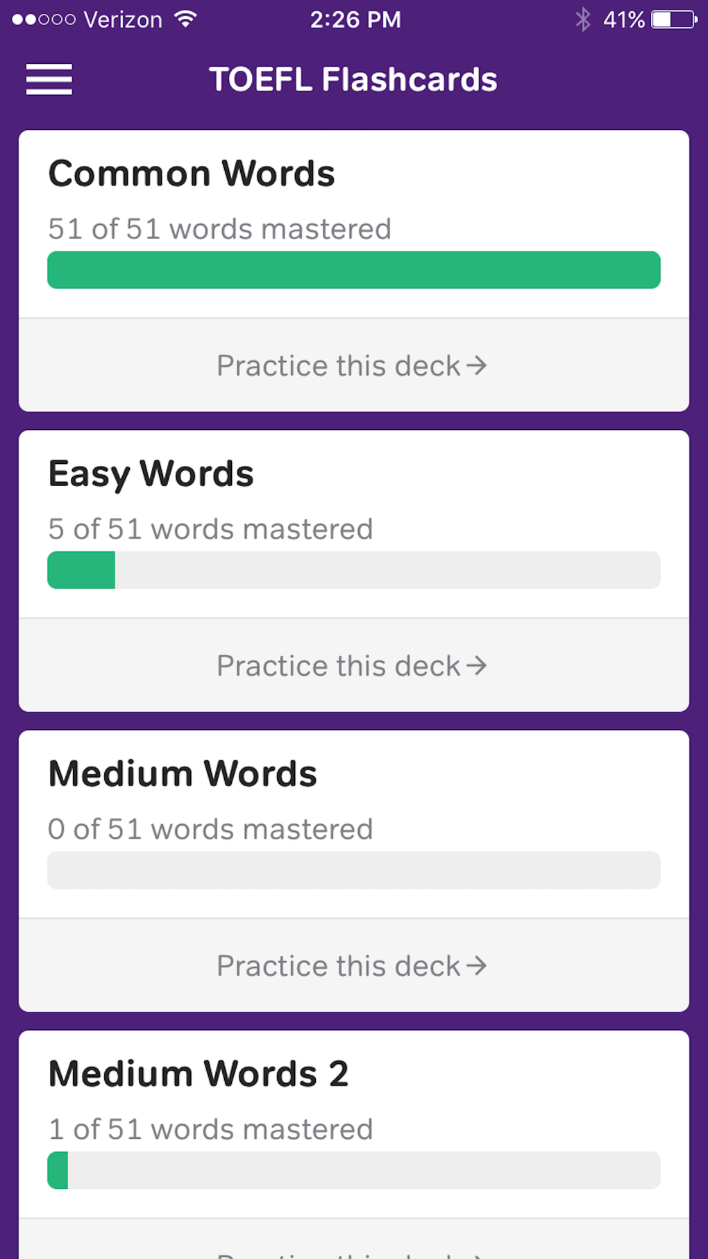 Flashcards TOEFL Vocabulary For IPhone 