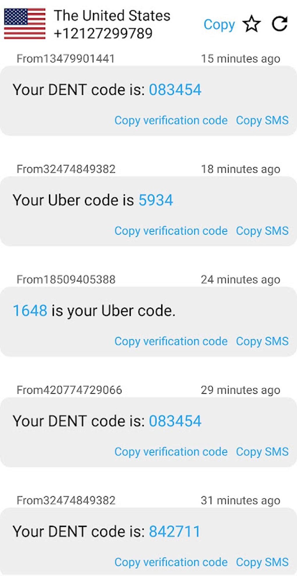 SMS Receive Virtual Numbers APK Android 