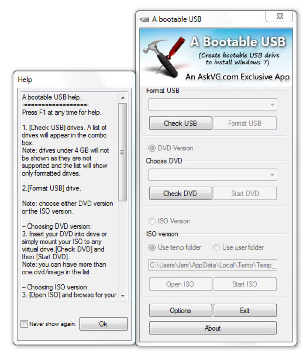 A Bootable USB screenshot