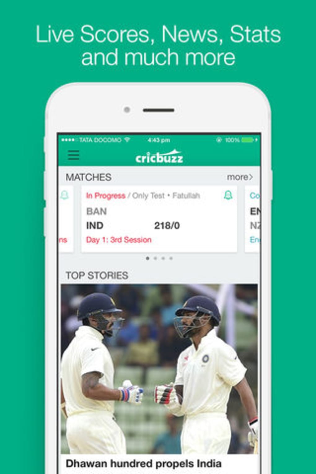 Cricbuzz Cricket Scores News for iPhone