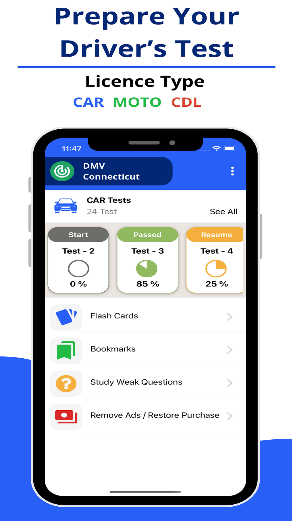 Connecticut DMV Permit Test para iPhone - Descargar