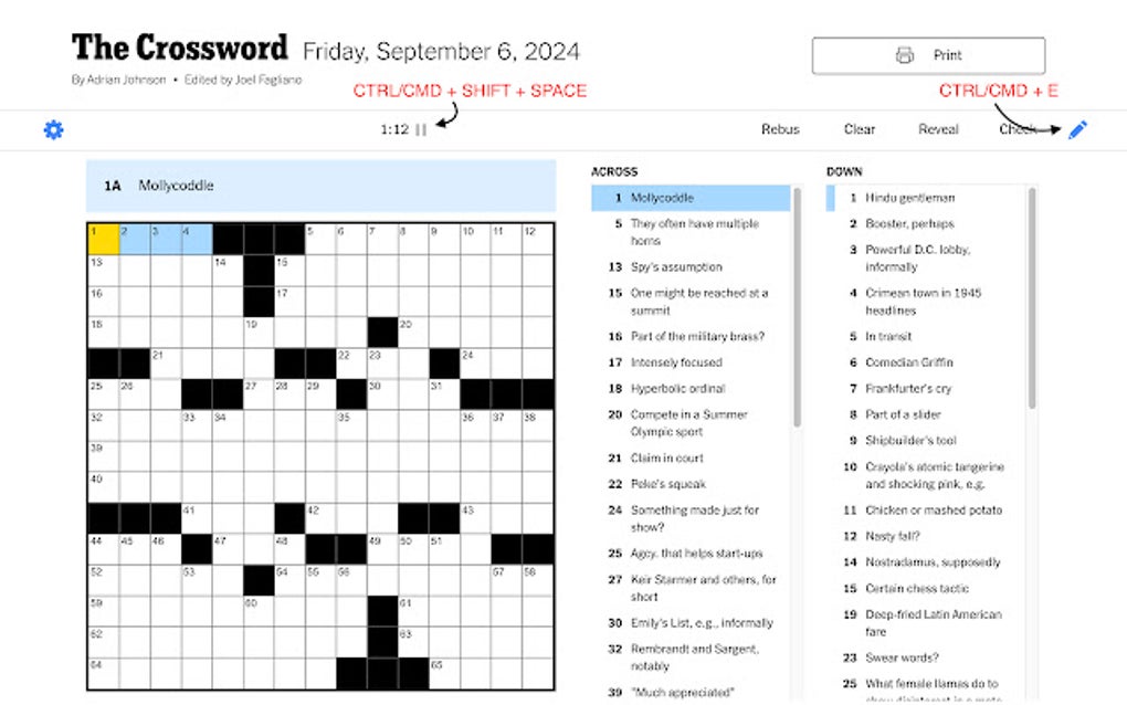NYT Crosswords Keyboard Shortcuts for Google Chrome Extension Download
