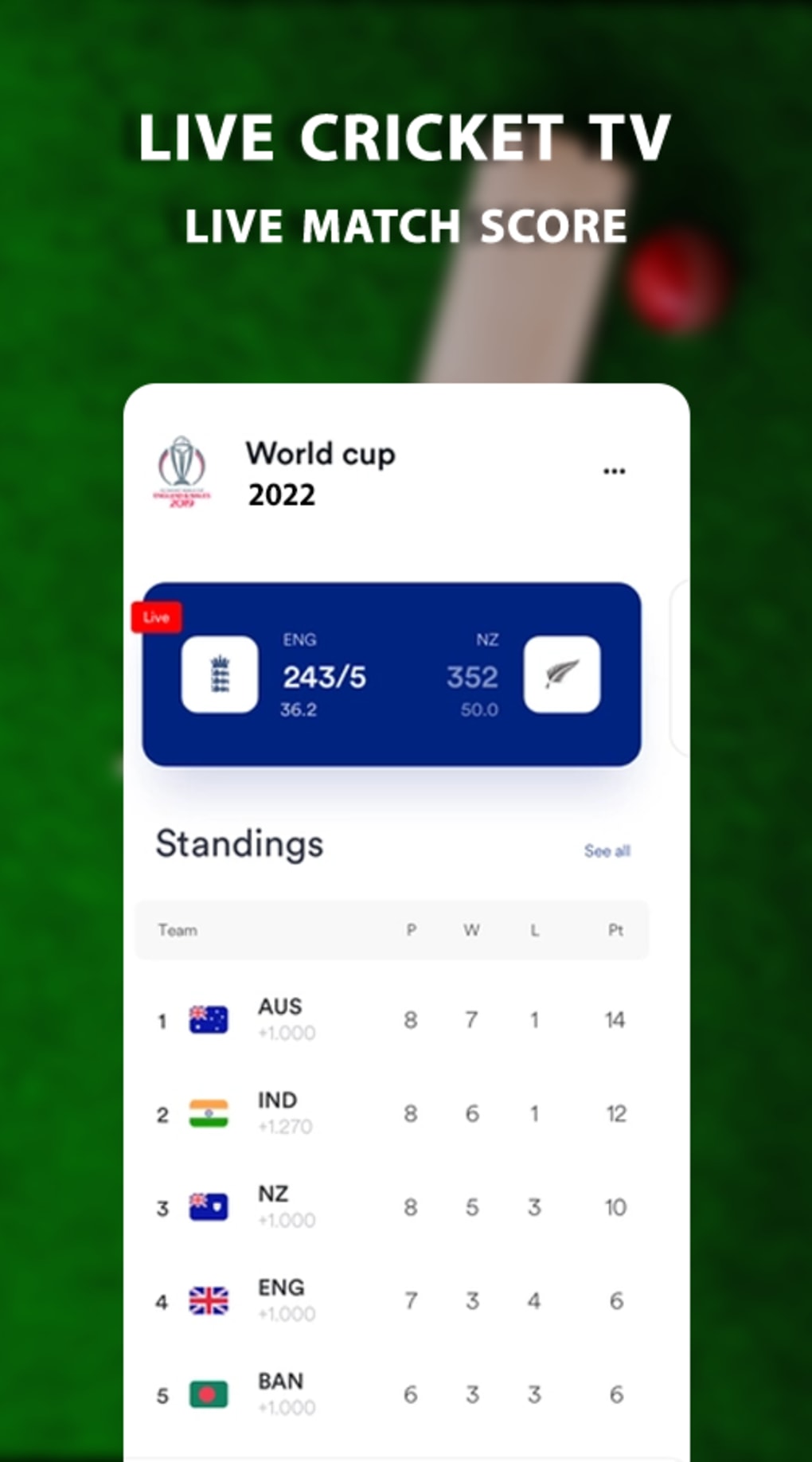 live cricket match free app
