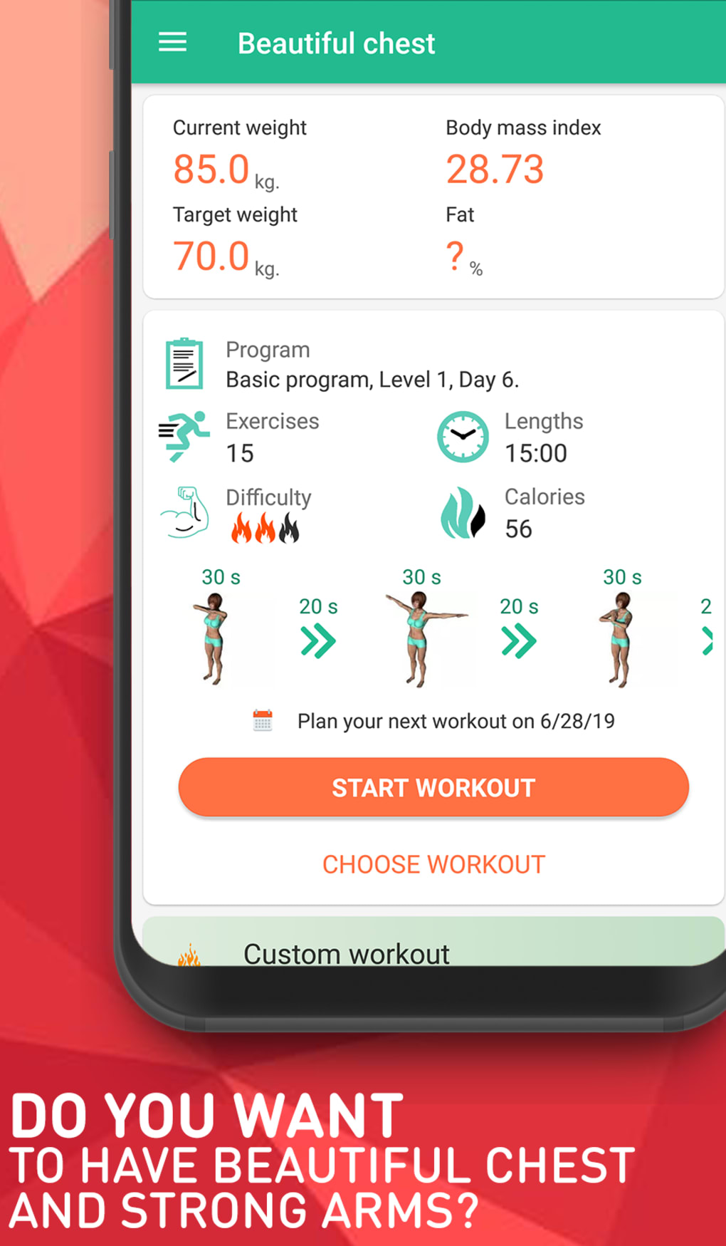 Upper body workout for women for Android - Download