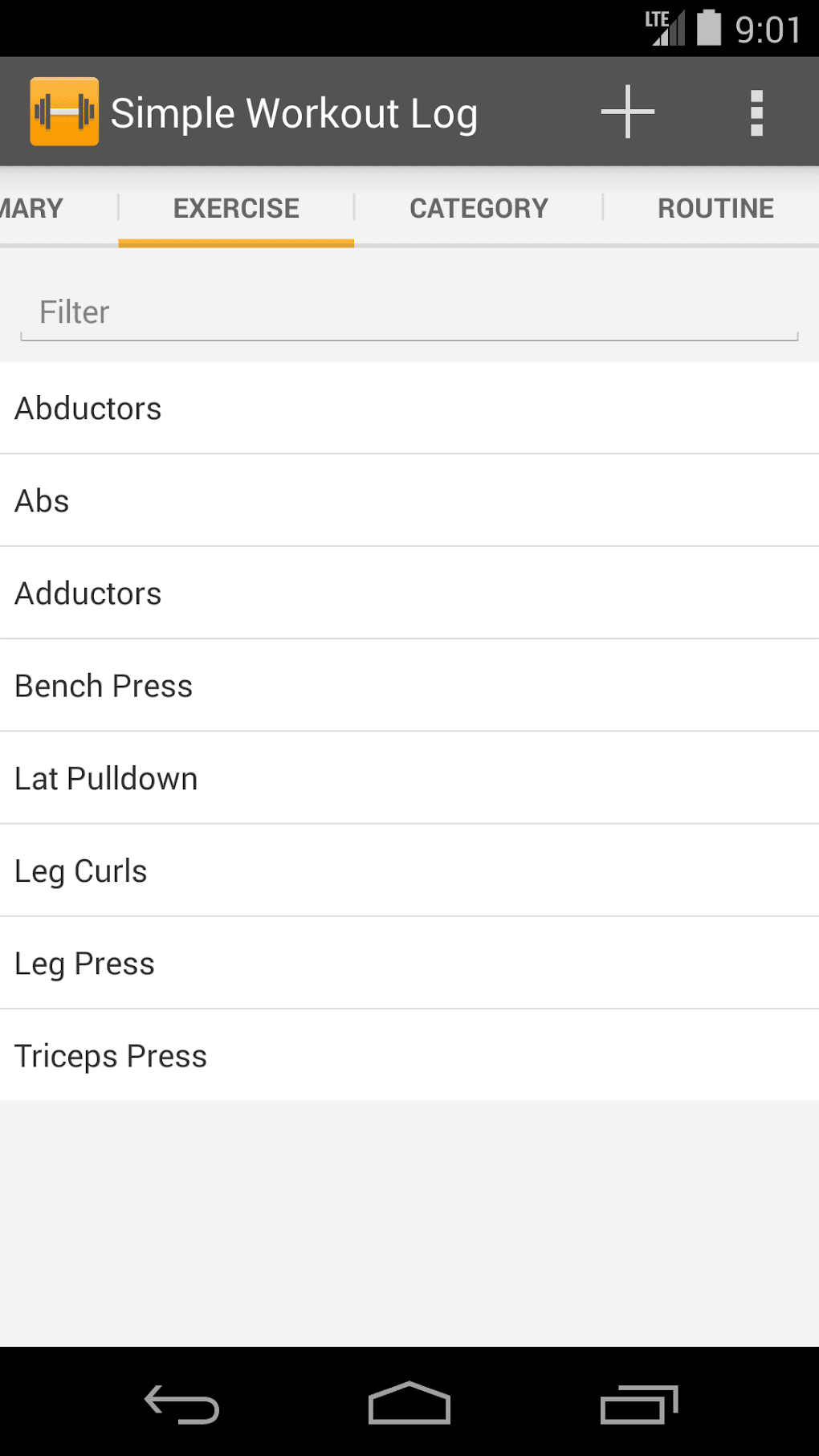 Simple Workout Log For Android