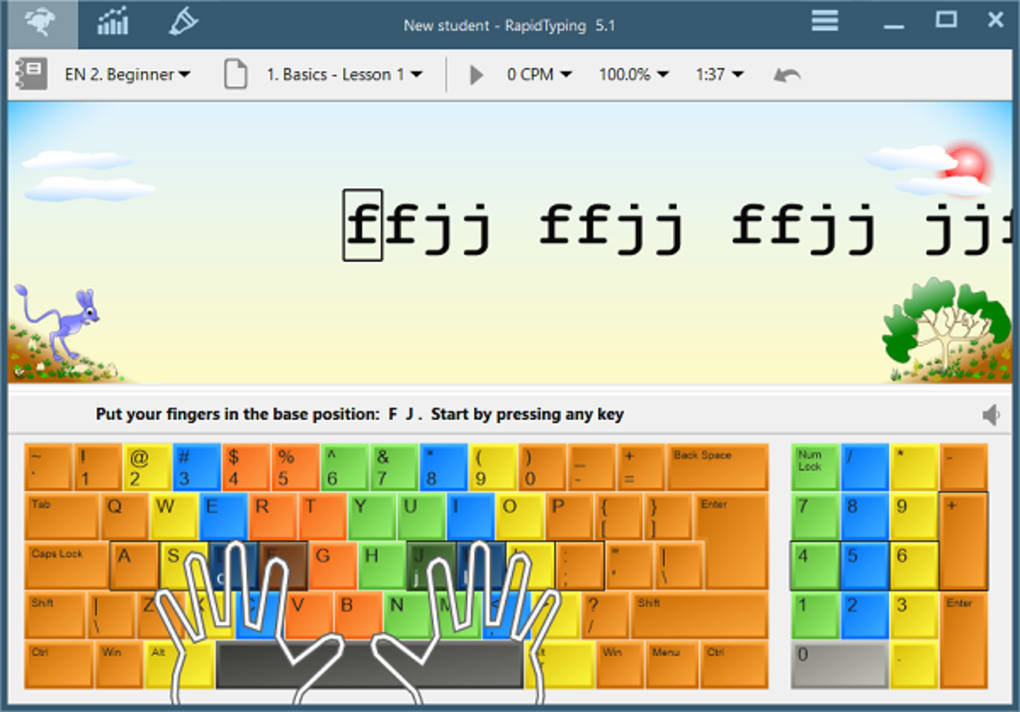 one hand typing tutor free download
