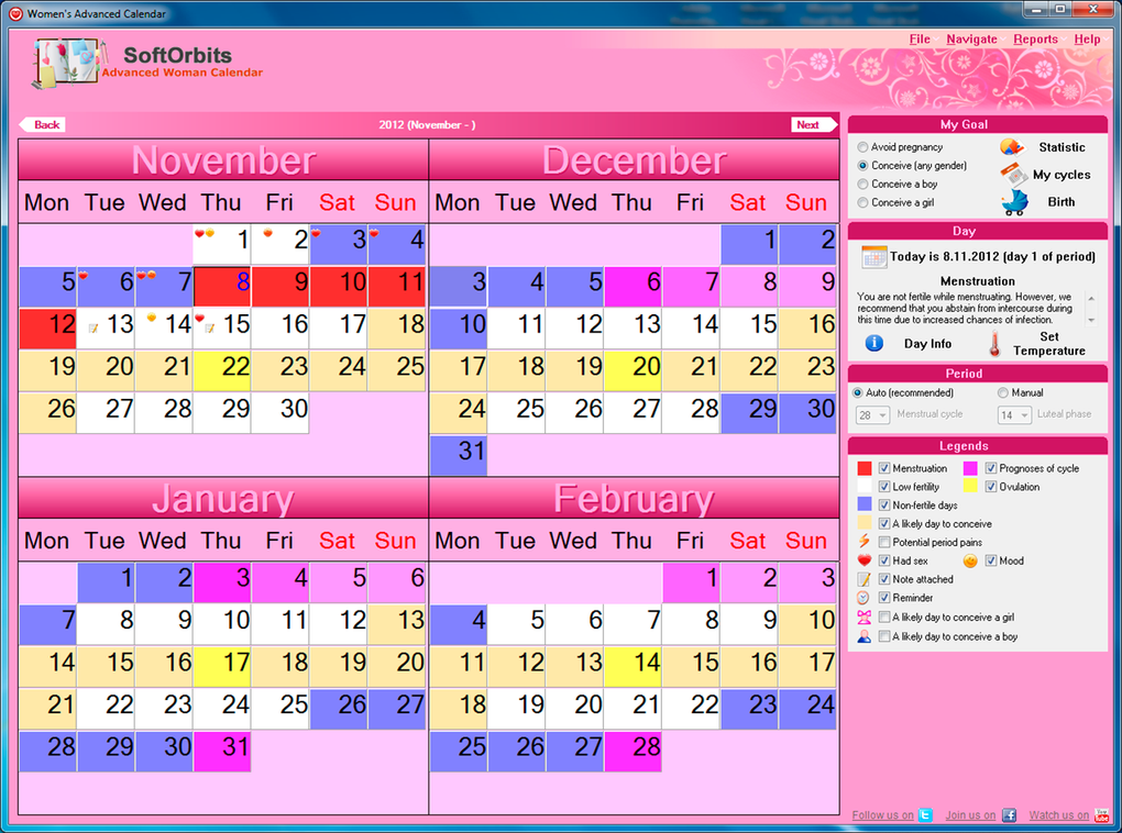 Advanced Woman Calendar - Download