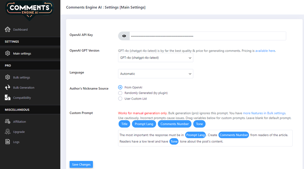 Comments Engine AI para WordPress - Descargar