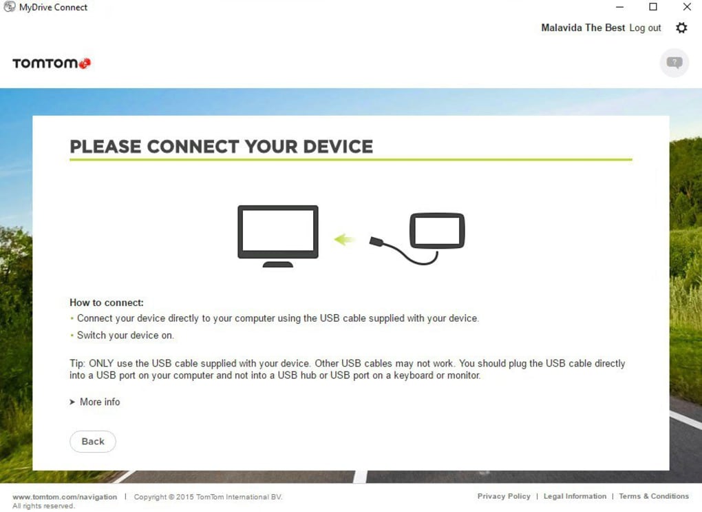 tomtom home will not connect to device