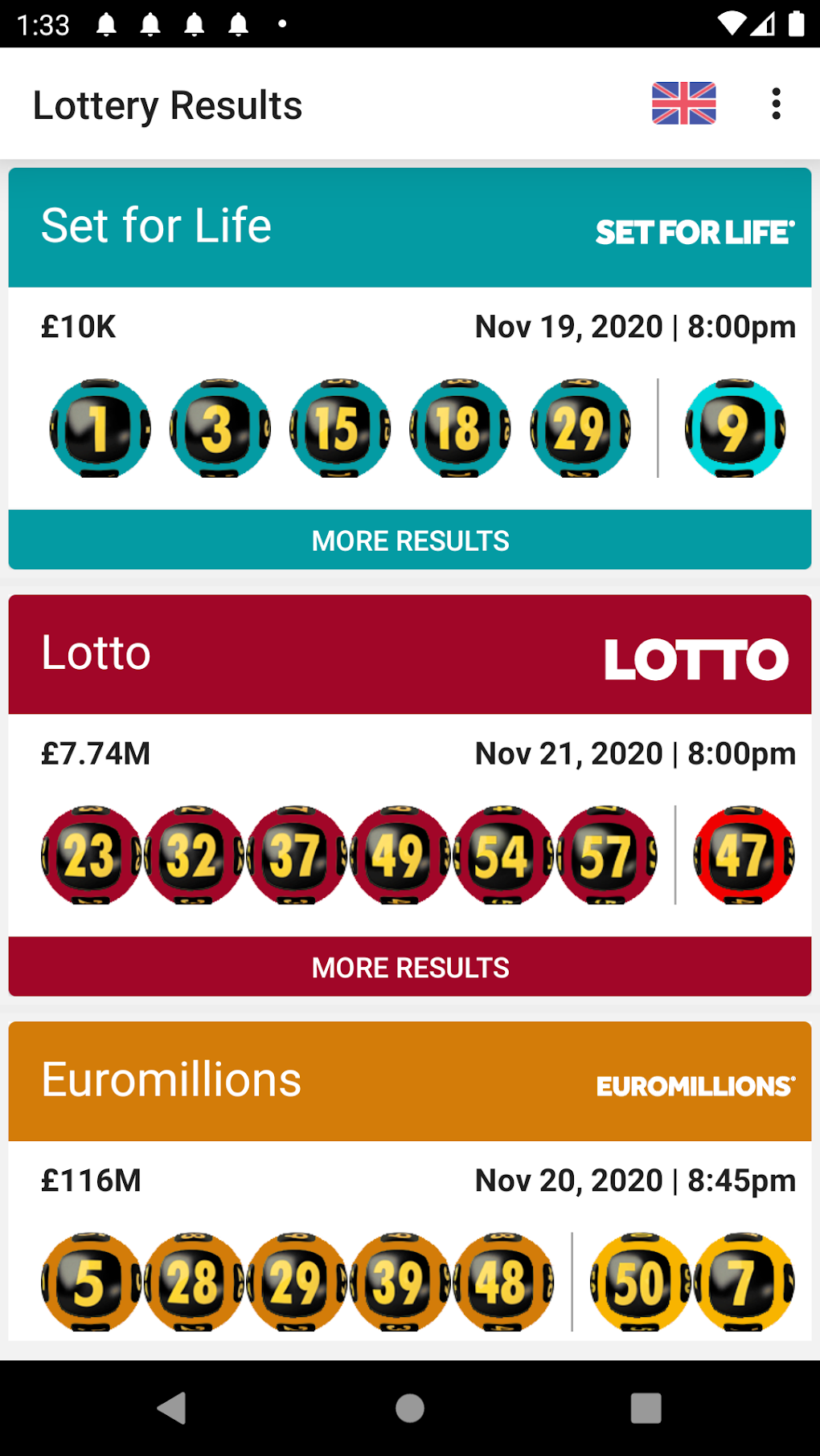 UK National Lottery Results For Android Download