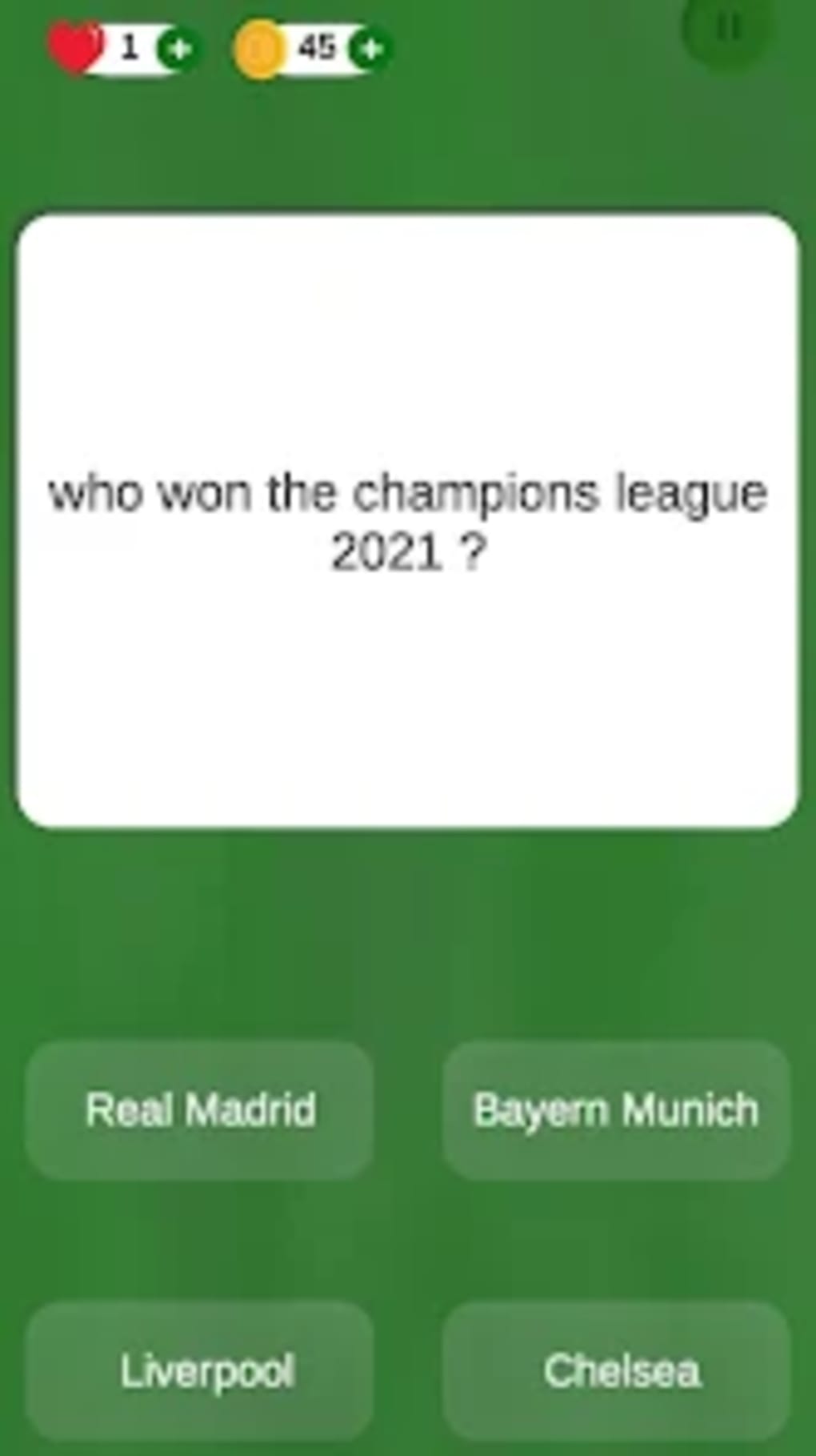 Quiz de Futebol Versão Champions League