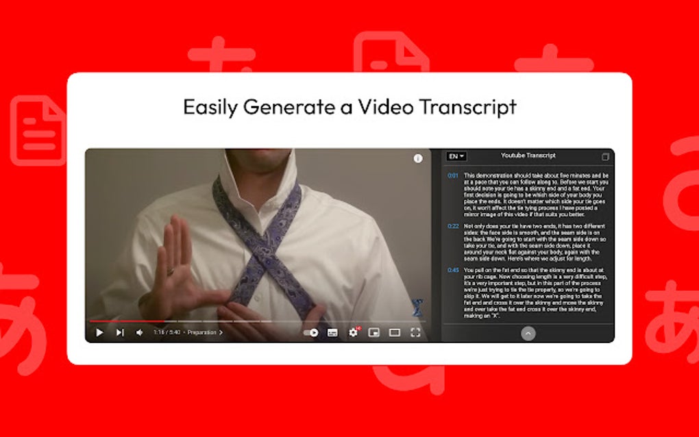 Youtube Transcript Generator For Google Chrome - Extension Download