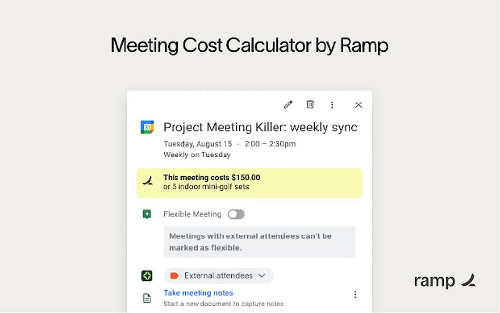 Meeting Cost Calculator by Ramp for Google Chrome Extension Download