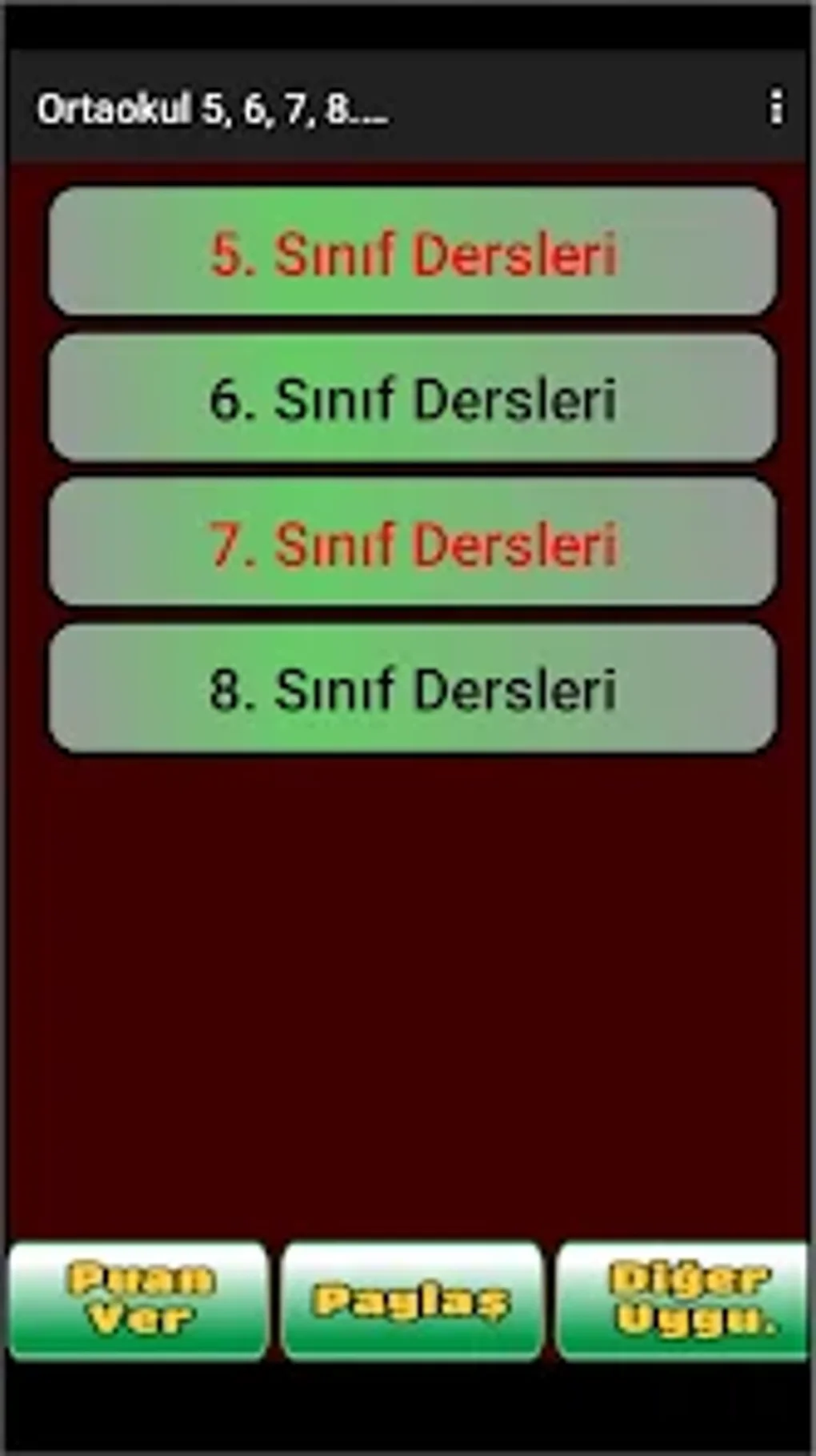 Android Için Ortaokul Tüm Dersler Test Çöz - İndir