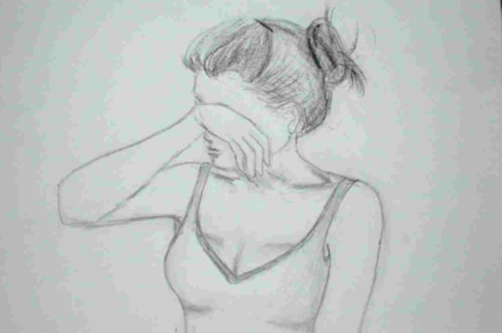 pencil drawing of my first love crying and yelling at | Stable Diffusion