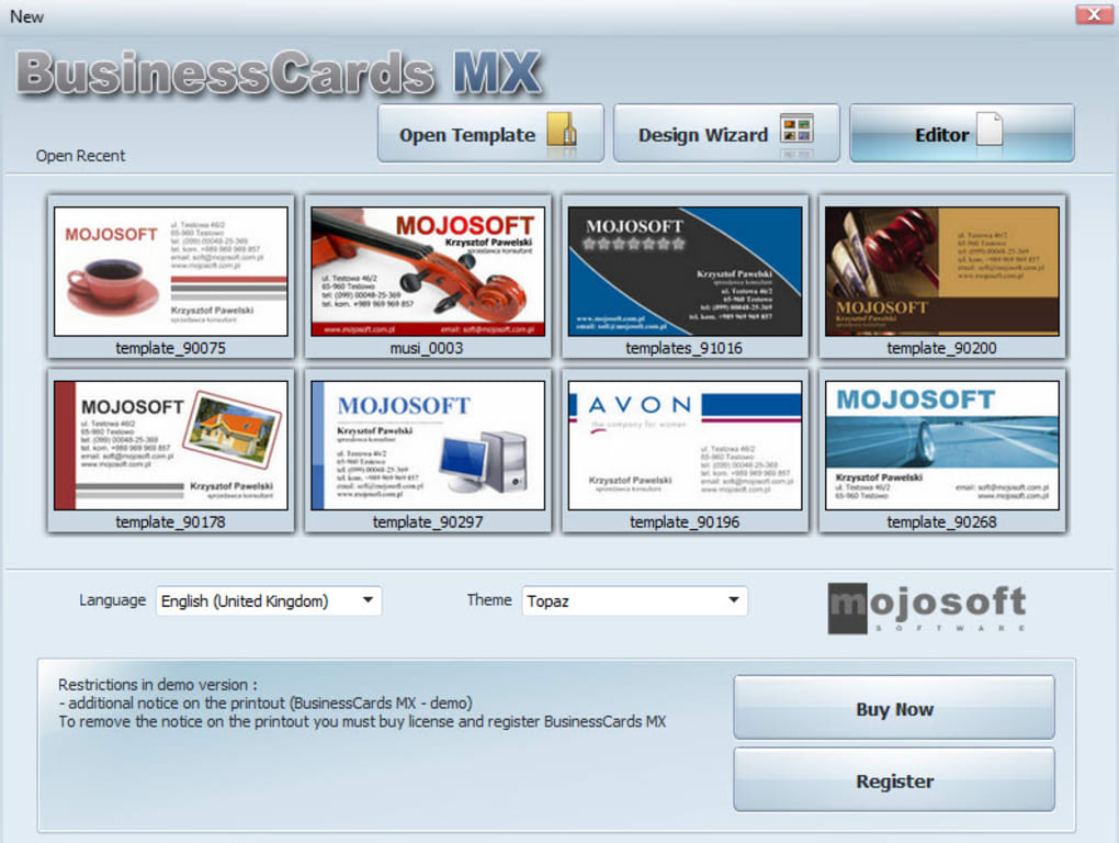 Бесплатная программа для создания визиток. Businesscards MX. Mojosoft.businesscards. Дизайн мастер. Шаблон опен айс